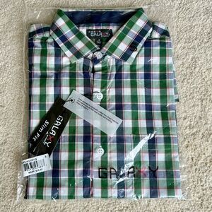 Galaxy by Harvic Slim Fit Plaid Cotton Casual Long Sleeved Button Down Shirt Sml